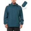 Outdoor Ventures Men’s Rain Jacket Waterproof Lightweight Packable Rain Shell Raincoat with Hood for Golf Hiking Travel(Dark Cyan)