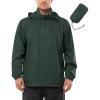 Outdoor Ventures Men’s Rain Jacket Waterproof Lightweight Packable Rain Shell Raincoat with Hood for Golf Hiking Travel(Dark Green)