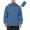 Outdoor Ventures Men’s Rain Jacket Waterproof Lightweight Packable Rain Shell Raincoat with Hood for Golf Hiking Travel(Glass Blue)
