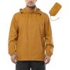Outdoor Ventures Men’s Rain Jacket Waterproof Lightweight Packable Rain Shell Raincoat with Hood for Golf Hiking Travel(Golden Yellow)