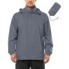 Outdoor Ventures Men’s Rain Jacket Waterproof Lightweight Packable Rain Shell Raincoat with Hood for Golf Hiking Travel(Light Gray)
