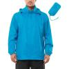 Outdoor Ventures Men’s Rain Jacket Waterproof Lightweight Packable Rain Shell Raincoat with Hood for Golf Hiking Travel(Lightsky Blue)