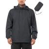 Outdoor Ventures Men’s Rain Jacket Waterproof Lightweight Packable Rain Shell Raincoat with Hood for Golf Hiking Travel(Mid Grey)