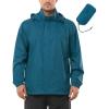 Outdoor Ventures Men’s Rain Jacket Waterproof Lightweight Packable Rain Shell Raincoat with Hood for Golf Hiking Travel(Night Blue)
