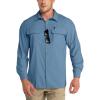 Outdoor Ventures Men’s UPF 50+ UV Sun Protection Shirt, Long Sleeve Hiking Fishing Shirt Cooling Quick Dry for Safari Travel(Bluestone)