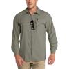 Outdoor Ventures Men’s UPF 50+ UV Sun Protection Shirt, Long Sleeve Hiking Fishing Shirt Cooling Quick Dry for Safari Travel(Green Gray)