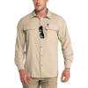 Outdoor Ventures Men’s UPF 50+ UV Sun Protection Shirt, Long Sleeve Hiking Fishing Shirt Cooling Quick Dry for Safari Travel(Khaki)