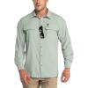 Outdoor Ventures Men’s UPF 50+ UV Sun Protection Shirt, Long Sleeve Hiking Fishing Shirt Cooling Quick Dry for Safari Travel(Light Green)