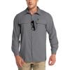 Outdoor Ventures Men’s UPF 50+ UV Sun Protection Shirt, Long Sleeve Hiking Fishing Shirt Cooling Quick Dry for Safari Travel(Storm Grey)