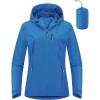 Outdoor Ventures Packable Rain Jacket Women Lightweight Waterproof Raincoat with Hood Cycling Bike Jacket(Dodger Blue)
