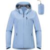 Outdoor Ventures Packable Rain Jacket Women Lightweight Waterproof Raincoat with Hood Cycling Bike Jacket(Flog Blue)