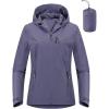 Outdoor Ventures Packable Rain Jacket Women Lightweight Waterproof Raincoat with Hood Cycling Bike Jacket(Grayish Purple)