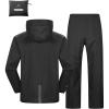 Outdoor Ventures Packable Rain Suit for Men Lightweight Waterproof Breathable Rain Gear for golf Rain Jacket Pants(Black)
