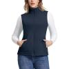 Outdoor Ventures Women’s Fleece Vest, Zip Up Lightweight Soft Running Vest Outerwear Sleeveless with Pockets(Dark Blue)