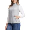 Outdoor Ventures Women’s Fleece Vest, Zip Up Lightweight Soft Running Vest Outerwear Sleeveless with Pockets(Light Grey)