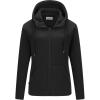 Outdoor Ventures Women’s Full Zip Hooded Fleece Jacket Coat with 6 Pockets, Warm Soft Polar Fleece Casual Hoodie Sweatshirt(Black)