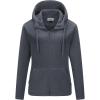 Outdoor Ventures Women’s Full Zip Hooded Fleece Jacket Coat with 6 Pockets, Warm Soft Polar Fleece Casual Hoodie Sweatshirt(Dark Grey)