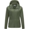 Outdoor Ventures Women’s Full Zip Hooded Fleece Jacket Coat with 6 Pockets, Warm Soft Polar Fleece Casual Hoodie Sweatshirt(Green Gray)