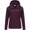Outdoor Ventures Women’s Full Zip Hooded Fleece Jacket Coat with 6 Pockets, Warm Soft Polar Fleece Casual Hoodie Sweatshirt(Wine)