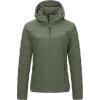 Outdoor Ventures Women’s Hooded Puffer Jacket Waterproof Lightweight Full-Zip Warm Quilted Winter Coat(Olive Green)