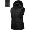 Outdoor Ventures Women’s Lightweight Packable Hooded Puffer Vest Outerwear Zip Up Warm Sleeveless Winter Jacket Quilted Coat(Black)
