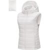 Outdoor Ventures Women’s Lightweight Packable Hooded Puffer Vest Outerwear Zip Up Warm Sleeveless Winter Jacket Quilted Coat(Cream)