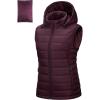 Outdoor Ventures Women’s Lightweight Packable Hooded Puffer Vest Outerwear Zip Up Warm Sleeveless Winter Jacket Quilted Coat(Eggplant)