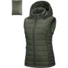 Outdoor Ventures Women’s Lightweight Packable Hooded Puffer Vest Outerwear Zip Up Warm Sleeveless Winter Jacket Quilted Coat(Green)