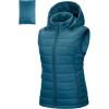 Outdoor Ventures Women’s Lightweight Packable Hooded Puffer Vest Outerwear Zip Up Warm Sleeveless Winter Jacket Quilted Coat(Modern Blue)