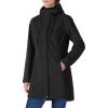Outdoor Ventures Women’s Lightweight Waterproof Fleece Lined Hooded Softshell Rain Jacket, Warm Windbreaker Long Coat(Black)