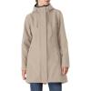 Outdoor Ventures Women’s Lightweight Waterproof Fleece Lined Hooded Softshell Rain Jacket, Warm Windbreaker Long Coat(Light Khaki)