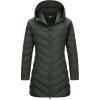 Outdoor Ventures Women’s Long Hooded Lightweight Puffer Coat Quilted Insulated Winter Jacket(Army Green)