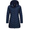 Outdoor Ventures Women’s Long Hooded Lightweight Puffer Coat Quilted Insulated Winter Jacket(Blue)