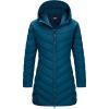 Outdoor Ventures Women’s Long Hooded Lightweight Puffer Coat Quilted Insulated Winter Jacket(Modern Blue)