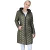 Outdoor Ventures Women’s Maryan Hooded Ultra Lightweight Warm Thermolite Long Puffer Coat(Olive(shiny)-avg.36″ Long Length)