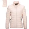 Outdoor Ventures Women’s Packable Full-Zip Short Puffer Jacket Insulated Quilted Warm Lightweight Winter Coat(Pink(fold in Pocket))