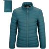 Outdoor Ventures Women’s Packable Full-Zip Short Puffer Jacket Insulated Quilted Warm Lightweight Winter Coat(Teal(fold in Pocket))