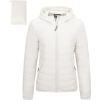 Outdoor Ventures Women’s Packable Lightweight Full-Zip Puffer Jacket with Hood Quilted Winter Coat(Cream(fold in Pocket))