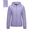 Outdoor Ventures Women’s Packable Lightweight Full-Zip Puffer Jacket with Hood Quilted Winter Coat(Lavender(fold in Pocket))