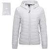 Outdoor Ventures Women’s Packable Lightweight Full-Zip Puffer Jacket with Hood Quilted Winter Coat(Light Grey(fold in Pocket))