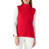 Outdoor Ventures Women’s Polar Fleece Zip Vest Outerwear with Pockets,Warm Sleeveless Coat Vest for Fall & Winter(Red)