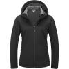 Outdoor Ventures Women’s Softshell Jacket Waterproof Warm Fleece Lined Lightweight Windproof Hooded Insulated Windbreaker(Black)