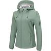 Outdoor Ventures Women’s Softshell Jacket with Hood Fleece Lined Warm Lightweight Waterproof Insulated Windbreaker(Ice Green)