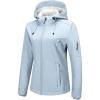 Outdoor Ventures Women’s Softshell Jacket with Hood Fleece Lined Warm Lightweight Waterproof Insulated Windbreaker(Light Blue)