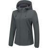 Outdoor Ventures Women’s Softshell Jacket with Hood Fleece Lined Warm Lightweight Waterproof Insulated Windbreaker(Light Grey)