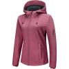 Outdoor Ventures Women’s Softshell Jacket with Hood Fleece Lined Warm Lightweight Waterproof Insulated Windbreaker(Pink)