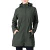 Outdoor Ventures Women’s Softshell Jacket with Removable Hood Fleece Lined Windbreaker Insulated Long Warm Rain Jacket(Dark Green Heather)