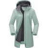 Outdoor Ventures Women’s Softshell Jacket with Removable Hood Fleece Lined Windbreaker Insulated Long Warm Rain Jacket(Green)