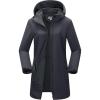 Outdoor Ventures Women’s Softshell Jacket with Removable Hood Fleece Lined Windbreaker Insulated Long Warm Rain Jacket(Grey)