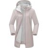 Outdoor Ventures Women’s Softshell Jacket with Removable Hood Fleece Lined Windbreaker Insulated Long Warm Rain Jacket(Khaki)